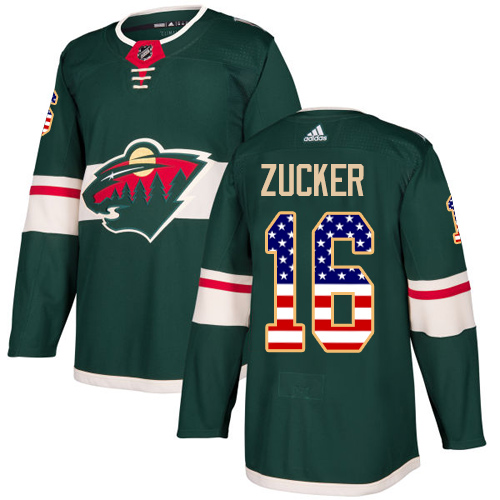 Adidas Wild #16 Jason Zucker Green Home Authentic USA Flag Stitched Youth NHL Jersey - Click Image to Close